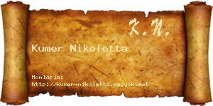 Kumer Nikoletta névjegykártya
